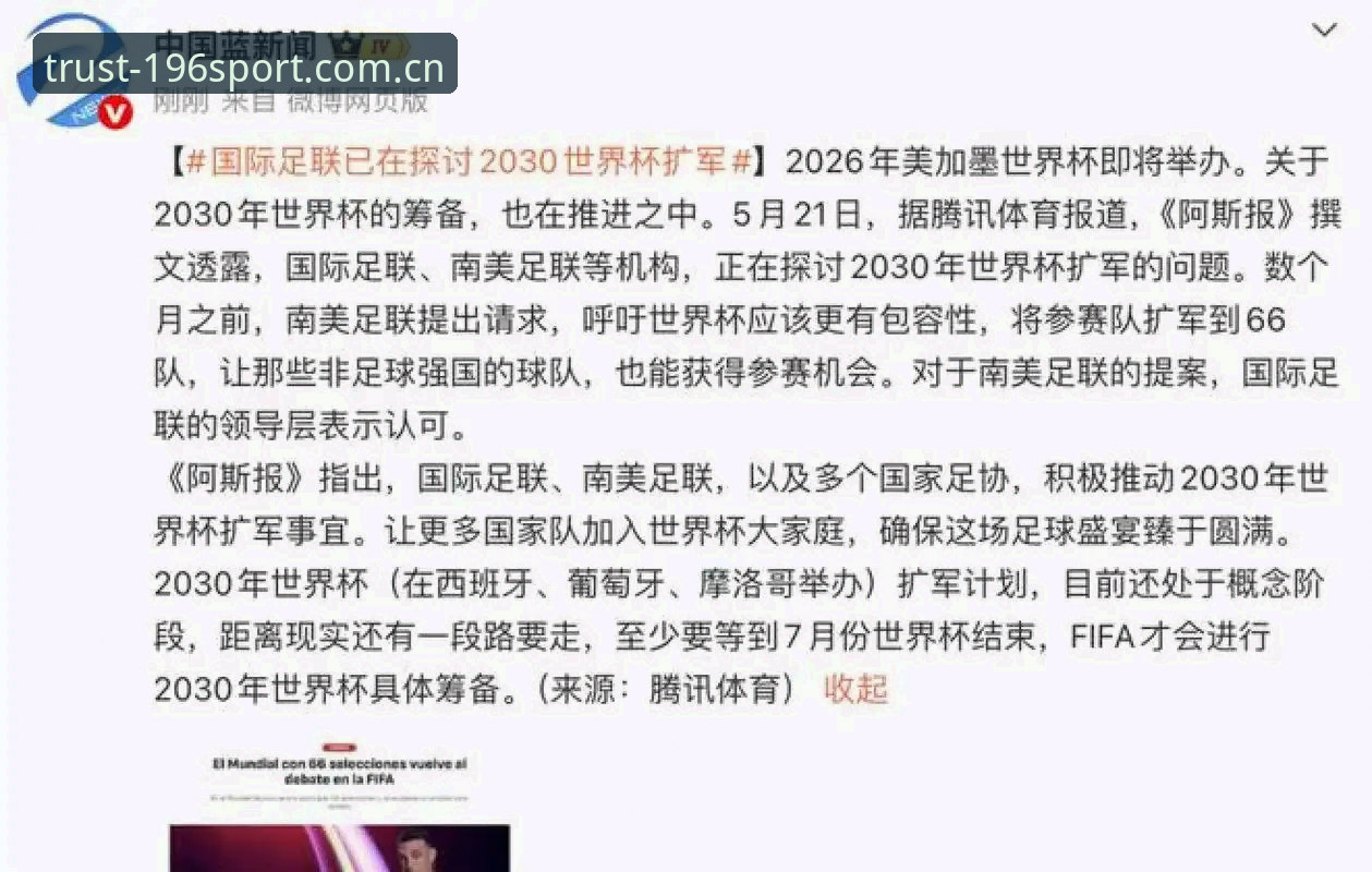 体育娱乐平台 66队vs48队:2030年世界杯扩军背后的足球版图之变